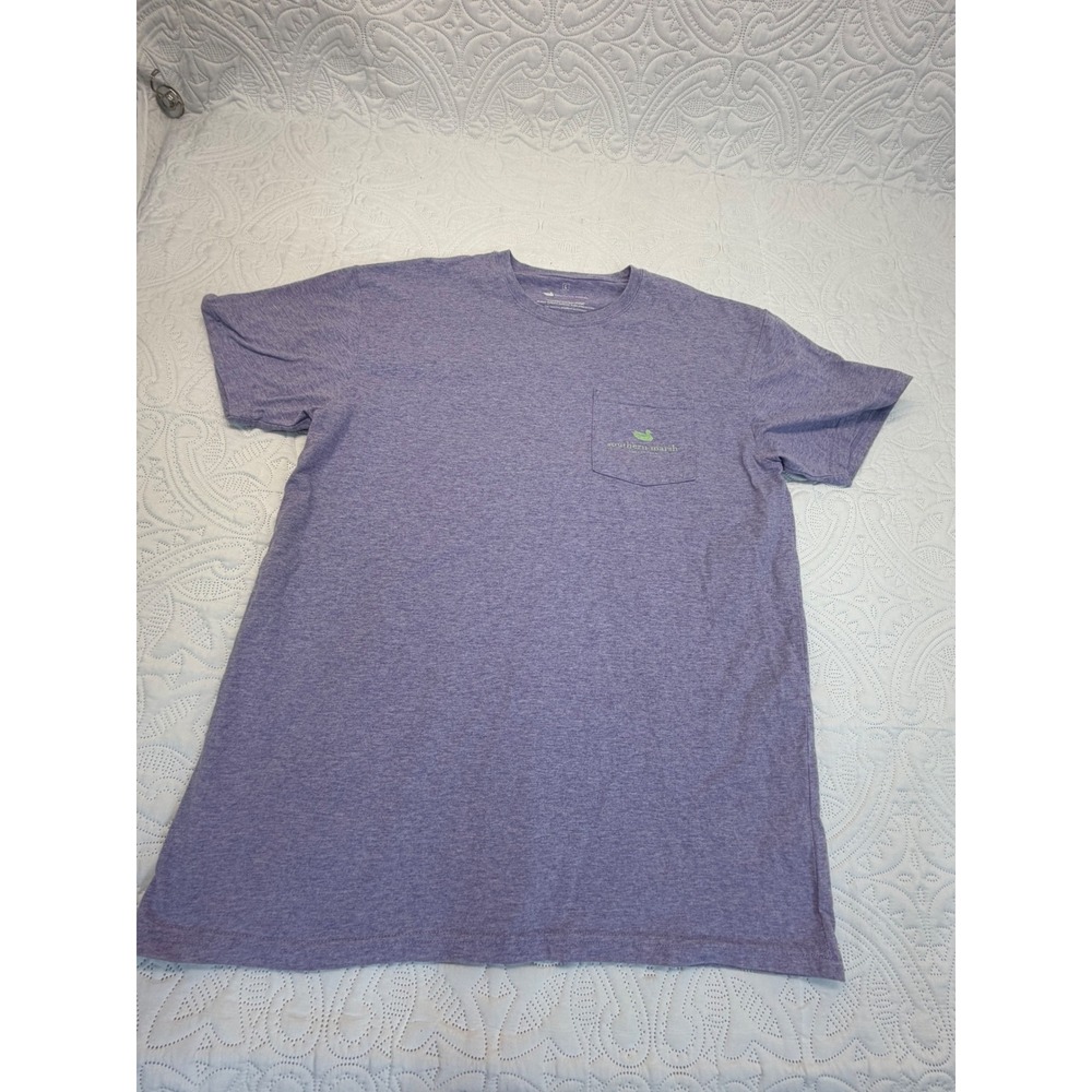 Southern Marsh Mens Large Purple Heather Graphic Pocket T-Shirt Fishing Reel